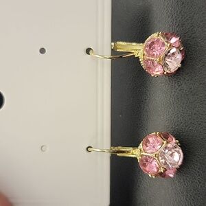 Pink and Gold dangling round sparkling Earrings